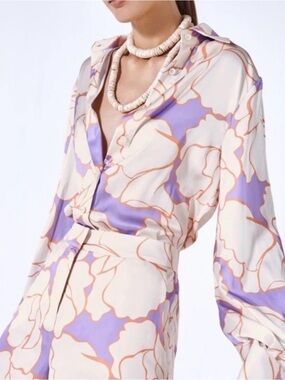 Alexis Cream, Lavender & Rust Floral Button-Down Shirt